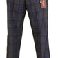 Pantalones de corte slim con estampado de cuadros escoceses en azul/gris/mostaza Relco para hombre
