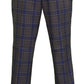 Pantaloni Relco da uomo slim fit con stampa scozzese blu/grigio/senape