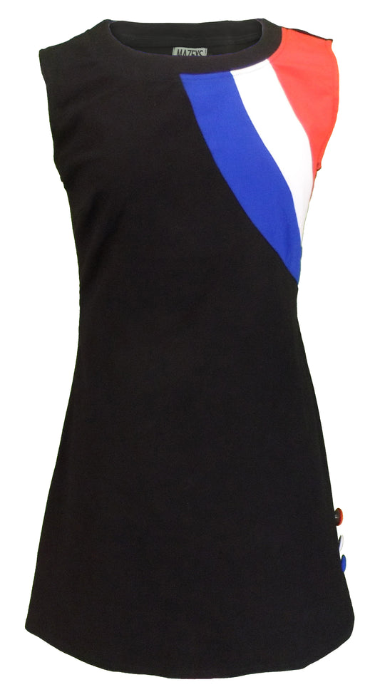 レディースレトロ60年代モデットハーフターゲットブラックモッドミニドレス
