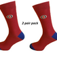 Mens 2 Pair Pack Blue and Burgundy Mod Target Socks