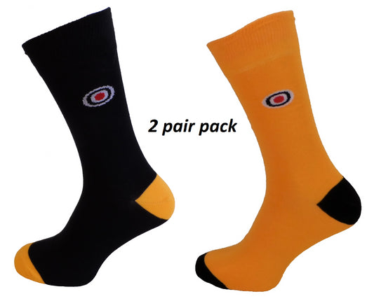 Mod Target- Socks für Herren im 2er-Pack in Schwarz und Senfgelb