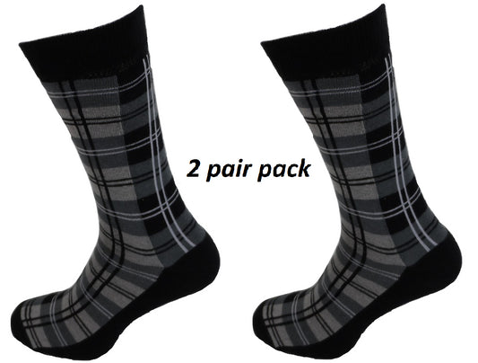 Confezione da 2 paia Socks retrò in tartan grigio da uomo