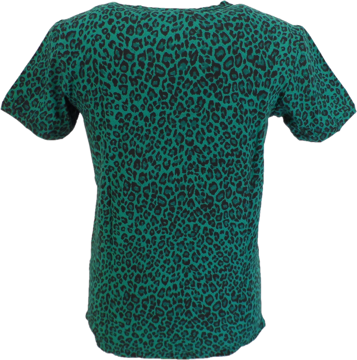 Run & Fly Mens Retro 70s Teal Leopard Print T Shirt