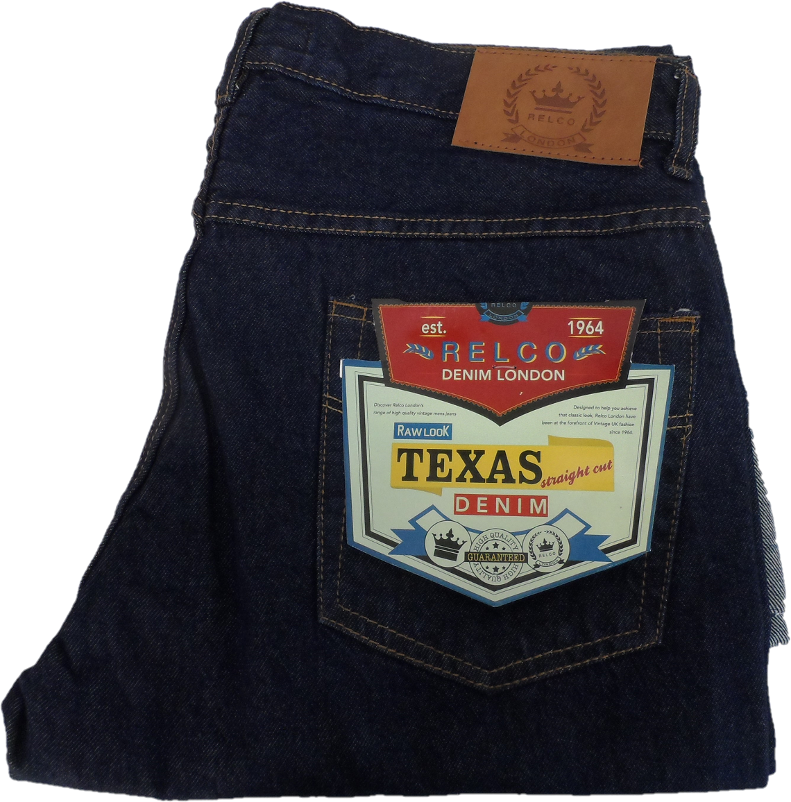 Relco Herren Texas Vintage Raw Denim Jeans