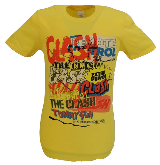 Camiseta oficial para hombre con texto en collage de singles The Clash