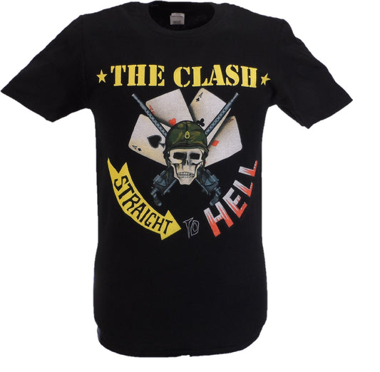 Schwarzes offizielles Herren-T-Shirt The Clash Straight to Hell“ mit Single-Cover
