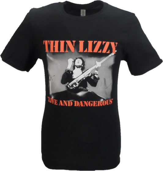 تي شيرت رجالي رفيع lizzy live and dangerous officially licensed