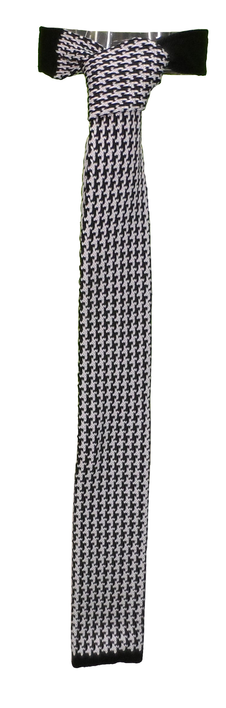 Mazeys Mens Dogtooth Retro Mod Square End Knitted Tie