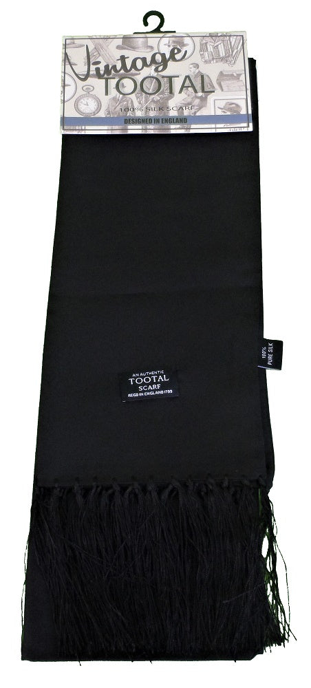 Tootal Mens Plain Black Silk Scarf
