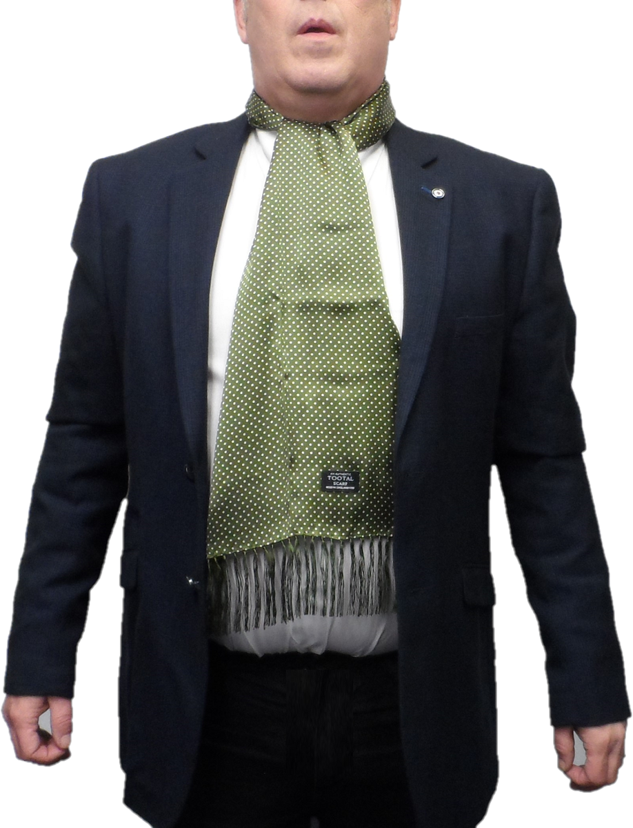 Tootal Vintage Parka grüner Pindot-Schal aus 100 % Seide