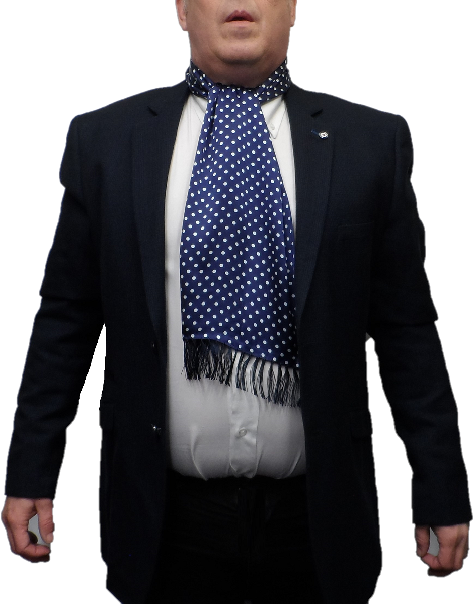 Tootal Vintage marineblå/hvid prikket 100% silketørklæde