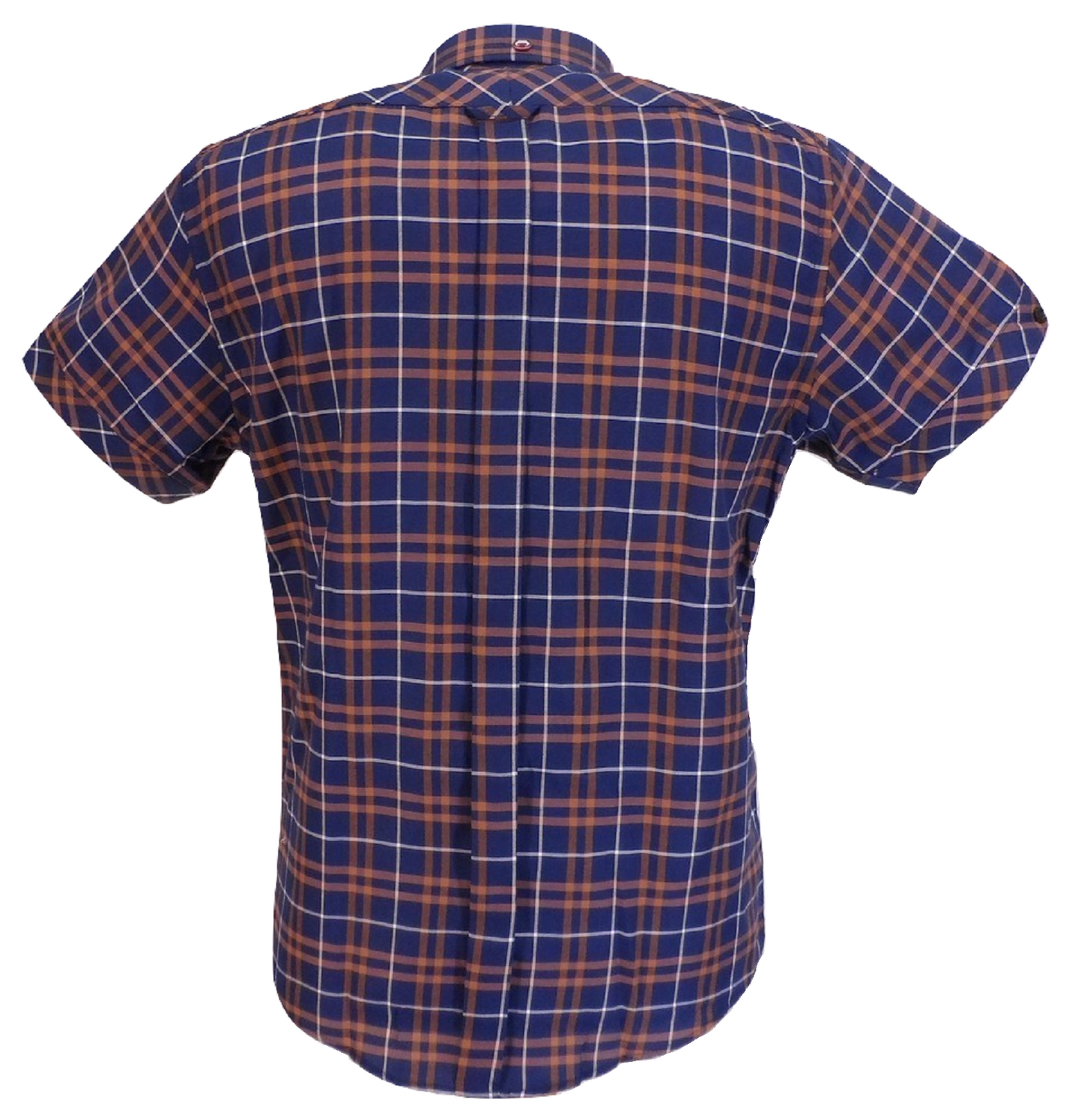 Tootal Mens Navy Checked 100% Cotton Retro Down Short Sleeve Shirts