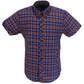 Tootal Mens Navy Checked 100% Cotton Retro Down Short Sleeve Shirts
