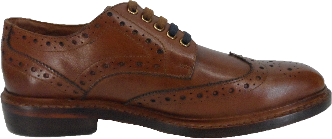 Ikon Original braune Retro-Mod-Brogue-Schuhe aus Leder