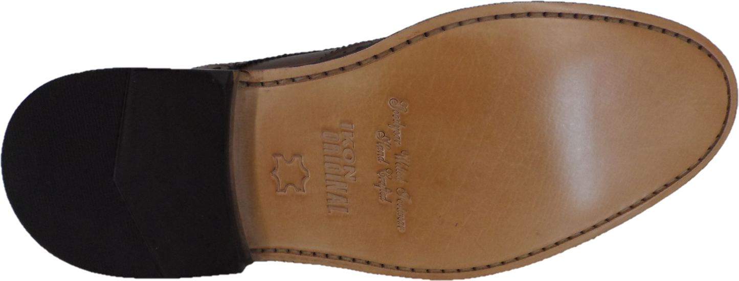 Ikon Original Tan Retro Mod All Leather Brogue Shoes