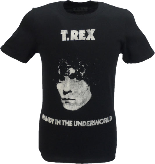 Camiseta oficial negra para hombre t rex bolan dandy en el inframundo
