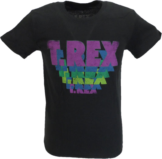 Mens Black Official T Rex Bolan Stacked Logo T Shirt