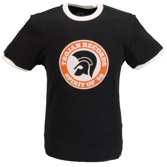 Trojan Records Mens Black Spirit of 69 100% Cotton Peach T-Shirt