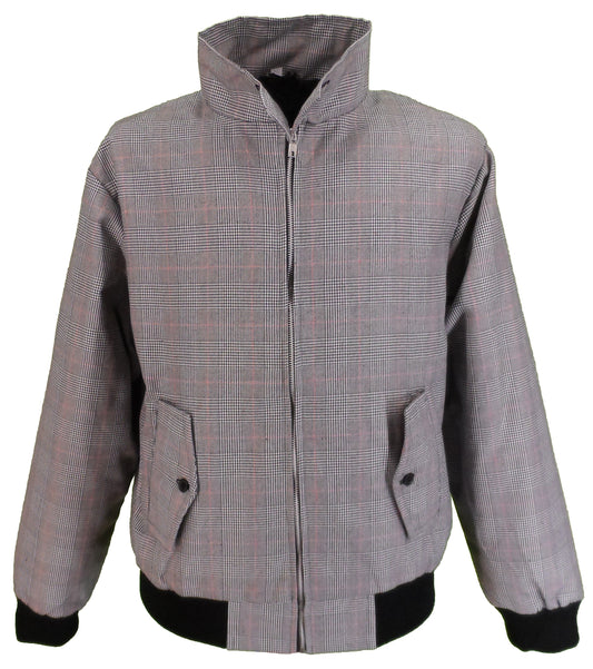 Mazeys Herren-Harrington-Jacke im Prince-of-Wales-Stil, Grau