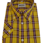 Mazeys Mens Yellow and Oxblood Checked 100% Cotton Short Sleeved Shirts