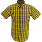 Mazeys Camisas de manga corta 100% algodón a cuadros amarillos y sangre de buey para hombre