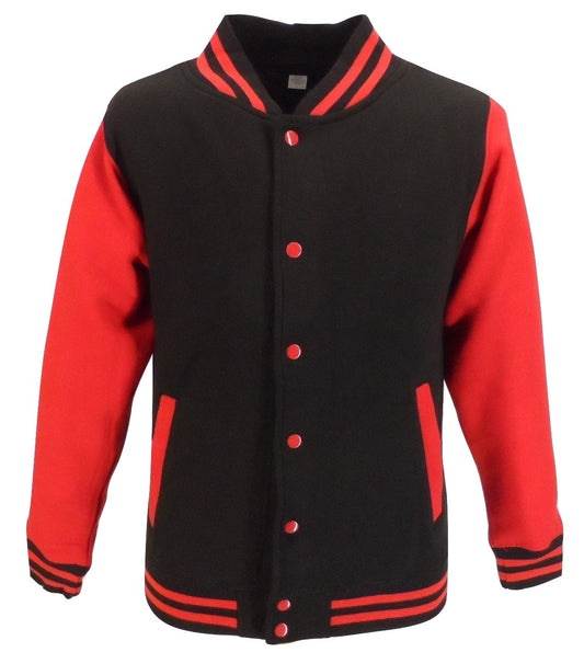 Retro-Uni-Letterman-Jacken für Herren in Schwarz/Rot