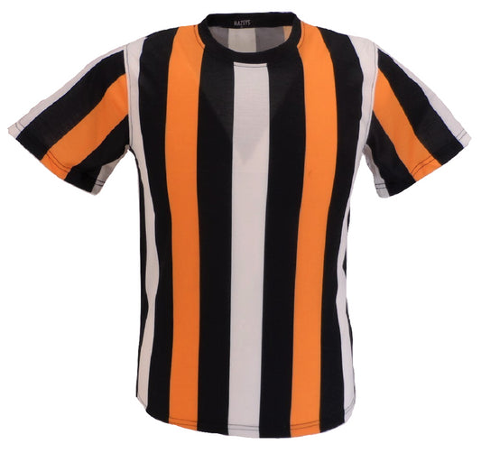 Orange vertikal gestreifte Mod T Shirts für Herren