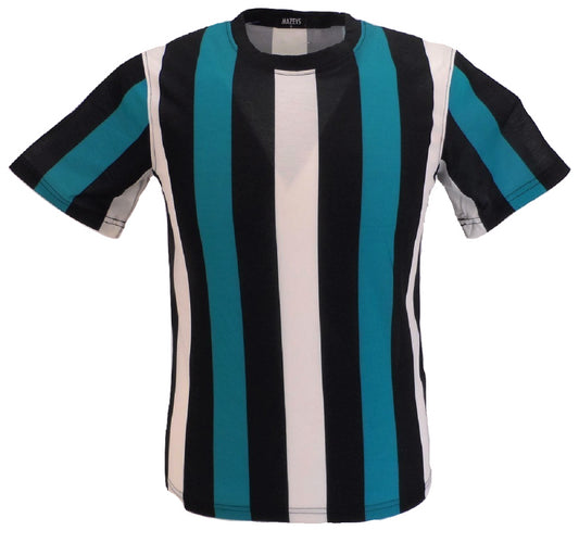 Mod T Shirts à rayures verticales turquoise pour hommes