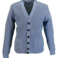 Classic Retro Sky Blue Waffle Knit Cardigan