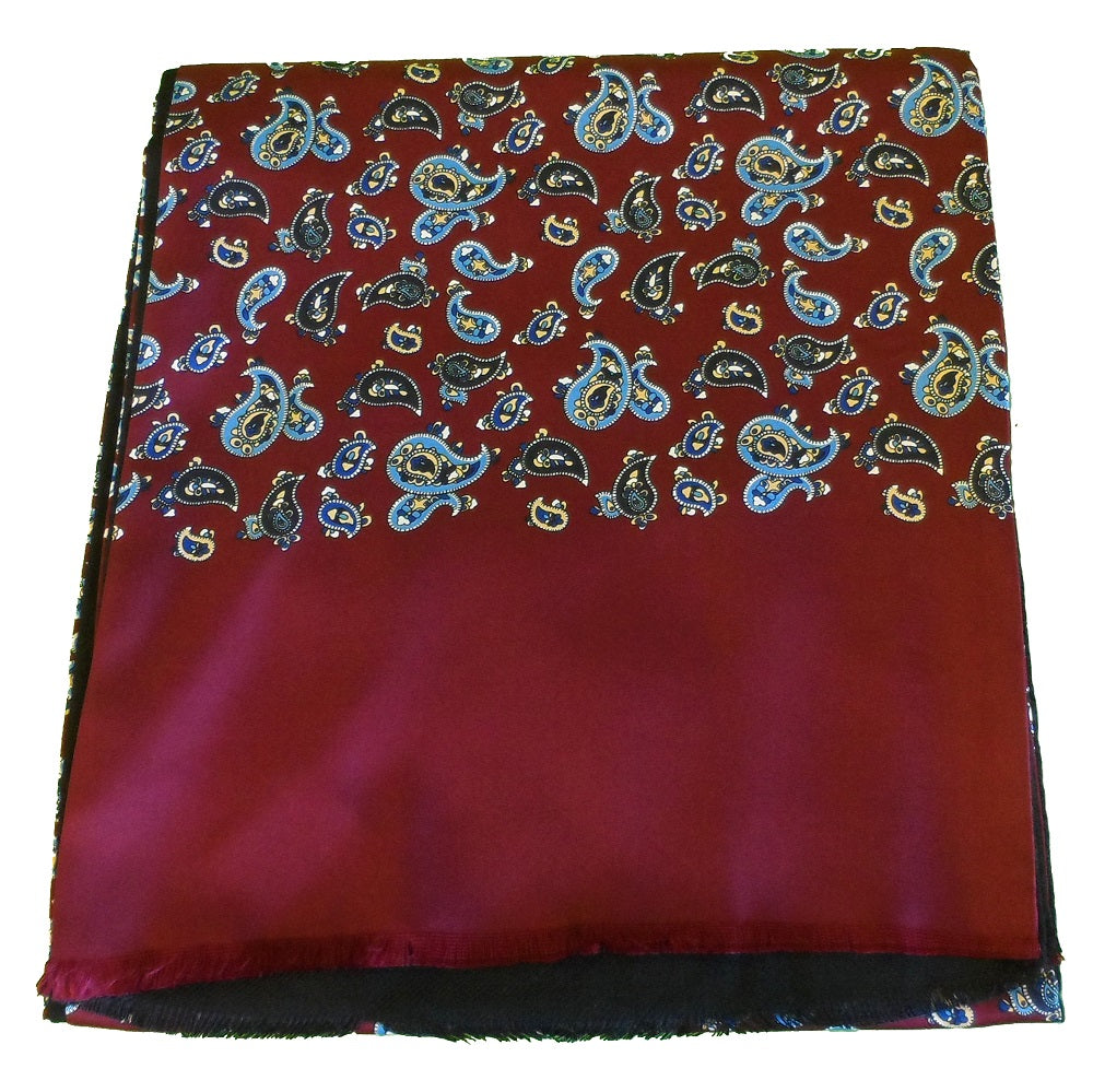 Warrior Classic Retro Mod Mod Tassled Scarf Burgundy Paisley