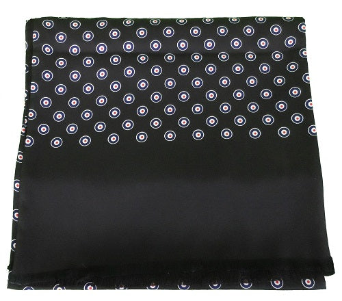 Mazeys Classic Retro Mod Mod Tassled Black Target Scarf