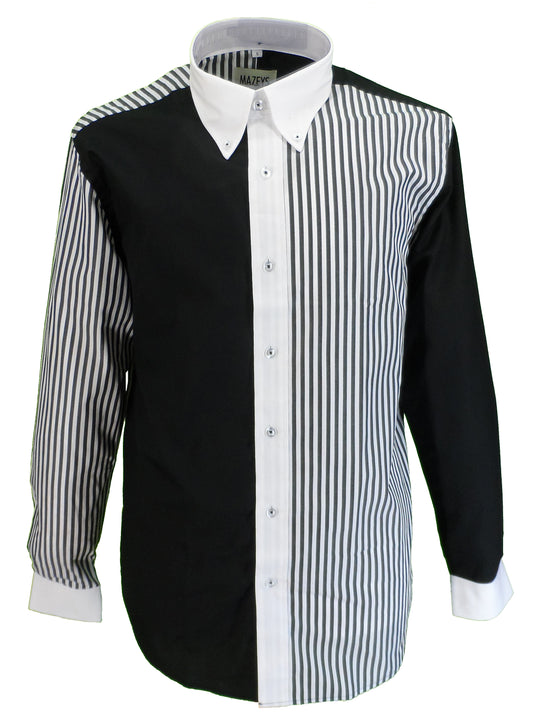 Herren The Who Retro Schwarz-Weiß-Mod-Hemden aus 100 % Baumwolle