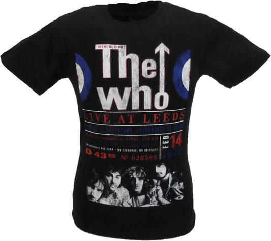 Mens Black Official The Who Live in Leeds T Shirt