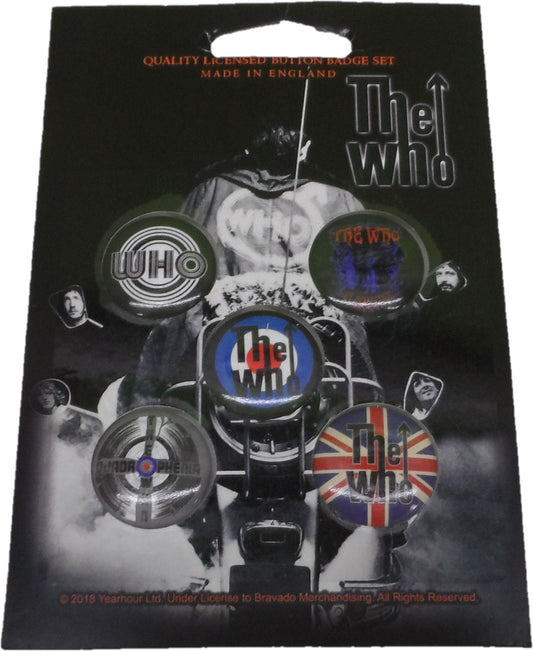 Das Who-Button-Abzeichen-Set im 5er-Pack