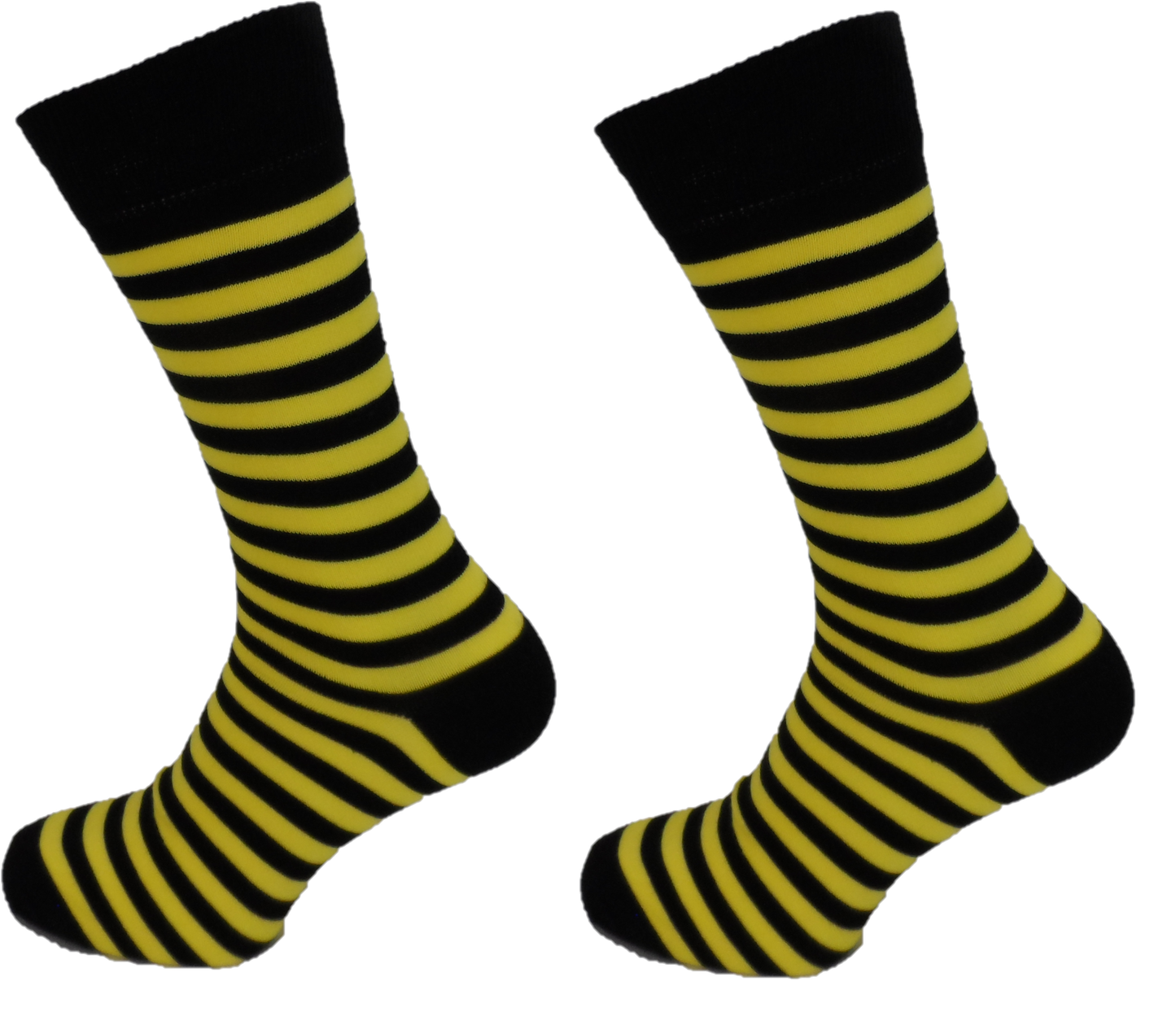 Lot de 2 paires Socks rétro à fines rayures noires/jaunes pour hommes