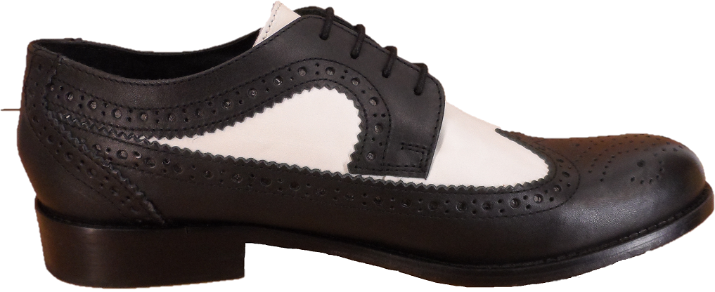 Ikon Original Black/White Retro Mod All Leather Brogue Shoes