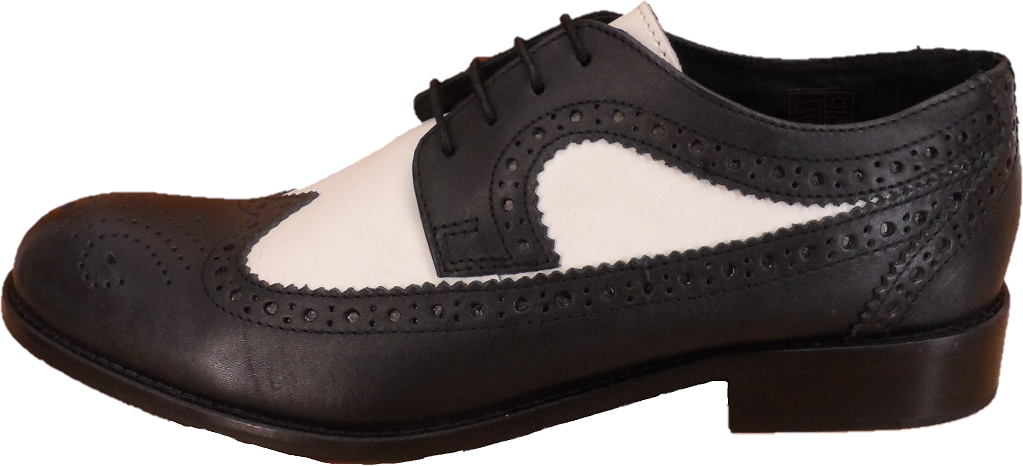 Ikon Original schwarz/weiße Retro-Mod-Brogue-Schuhe aus Leder
